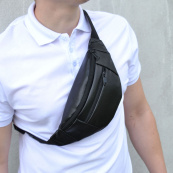 Сумка на пояс. Сумка через плече. бананка чоловіча / жіноча. Колір чорний. Зображення №59