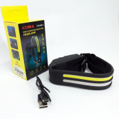 LED Ліхтар налобний BL-W689-LM+2COB (white+red) датчик руху, Ліхтарик на голову із зарядкою. Зображення №2