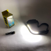 LED Ліхтар налобний BL-W689-LM+2COB (white+red) датчик руху, Ліхтарик на голову із зарядкою. Зображення №5