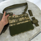 Сумка-кобура пиксель камуфляж, тактическая мужская сумка из ткани кордуры AOR -1. Изображение №4