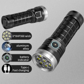 Ліхтарик компактний PLD W5185-8XHP360, Високоякісний ліхтарик, Довговічний світлодіодний ліхтар. Зображення №4