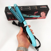 Плойка-праска 3в1 Geemy GM-2922 Плойка для створення об'ємних зачісок, Стайлер для завивки. Колір: блакитний. Зображення №12