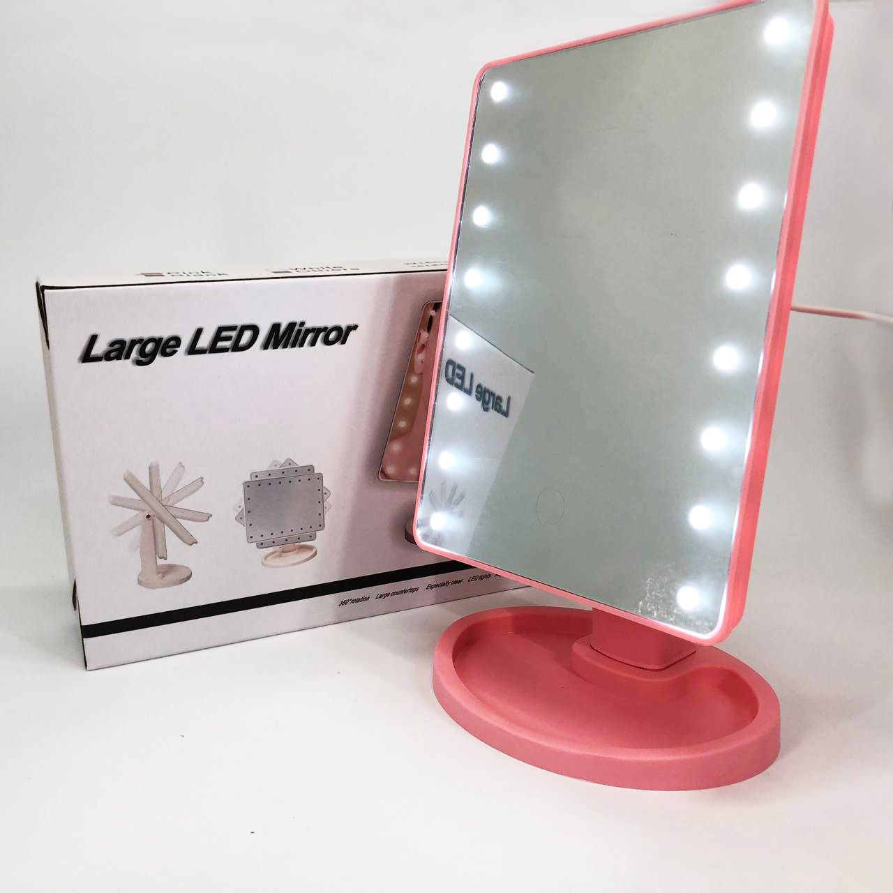 Дзеркало для макіяжу з 16 LED підсвічуванням Mirror, косметичне дзеркало з підсвічуванням. Колір: рожевий Дзеркало для макіяжу з 16 LED підсвічуванням Mirror, косметичне дзеркало з підсвічуванням. Колір: рожевий