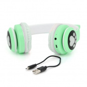 Бездротові навушники з котячими вушками та RGB підсвічуванням Cat VZV 23M. Колір: зелений. Зображення №5