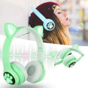 Бездротові навушники з котячими вушками та RGB підсвічуванням Cat VZV 23M. Колір: зелений. Зображення №9