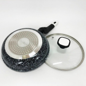 Сковорода с крышкой 20 см светлый гранит UNIQUE UN-5113 | Антипригарная сковорода | Гранитная сковорода. Изображение №2