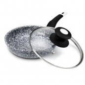 Сковорода с крышкой 20 см светлый гранит UNIQUE UN-5113 | Антипригарная сковорода | Гранитная сковорода. Изображение №3