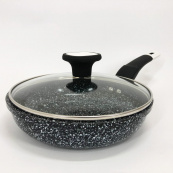 Сковорода с крышкой 20 см светлый гранит UNIQUE UN-5113 | Антипригарная сковорода | Гранитная сковорода. Изображение №9