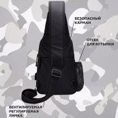 Чоловіча тактична сумка, велика укріплена сумка-слінг через чорне плече. Зображення №5