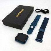 Smart Watch T80S, два браслети, температура тіла, тиск, оксиметр. Колір: синій. Зображення №12