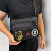 Сумка тактична чорна для скритого носіння з кобурою, чоловічий месенджер з кордури. Зображення №11 Сумка тактична чорна для скритого носіння з кобурою, чоловічий месенджер з кордури. Зображення №11