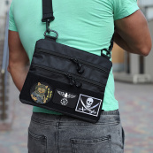 Сумка тактична чорна для скритого носіння з кобурою, чоловічий месенджер з кордури. Зображення №69 Сумка тактична чорна для скритого носіння з кобурою, чоловічий месенджер з кордури. Зображення №69