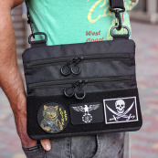 Чорна чоловіча сумка нагрудна тактична, Тактичний універсальний рюкзак, Чоловіча сумка рюкзак слінг. Зображення №2