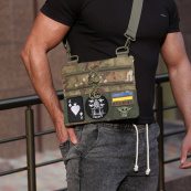 Чоловіча сумка нагрудна тактична, Сумка через плече військова, Тактичний рюкзак через плече. Зображення №44