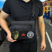 Чорна сумка тактична нагрудна, Сумка через плече військова, Чоловіча сумка-слінг тактична. Зображення №9 Чорна сумка тактична нагрудна, Сумка через плече військова, Чоловіча сумка-слінг тактична. Зображення №9