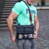 Чорна сумка тактична нагрудна, Сумка через плече військова, Чоловіча сумка-слінг тактична. Зображення №70 Чорна сумка тактична нагрудна, Сумка через плече військова, Чоловіча сумка-слінг тактична. Зображення №70