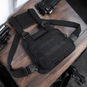 Нагрудна тактична сумка чоловіча, сумка через плече чорна розгрузка. Зображення №11