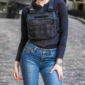 Нагрудна тактична сумка чоловіча, сумка через плече чорна розгрузка. Зображення №33