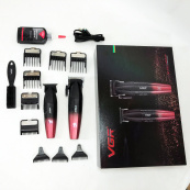 Професійний набір для стрижки волосся VGR V-640 акумуляторний Barber Combo PREMIUM. Колір: червоний. Зображення №12