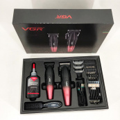 Професійний набір для стрижки волосся VGR V-640 акумуляторний Barber Combo PREMIUM. Колір: червоний. Зображення №15