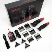 Професійний набір для стрижки волосся VGR V-640 акумуляторний Barber Combo PREMIUM. Колір: червоний. Зображення №16