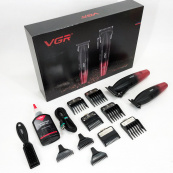 Професійний набір для стрижки волосся VGR V-640 акумуляторний Barber Combo PREMIUM. Колір: червоний. Зображення №17