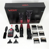 Професійний набір для стрижки волосся VGR V-640 акумуляторний Barber Combo PREMIUM. Колір: червоний. Зображення №21