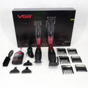 Професійний набір для стрижки волосся VGR V-640 акумуляторний Barber Combo PREMIUM. Колір: червоний. Зображення №22