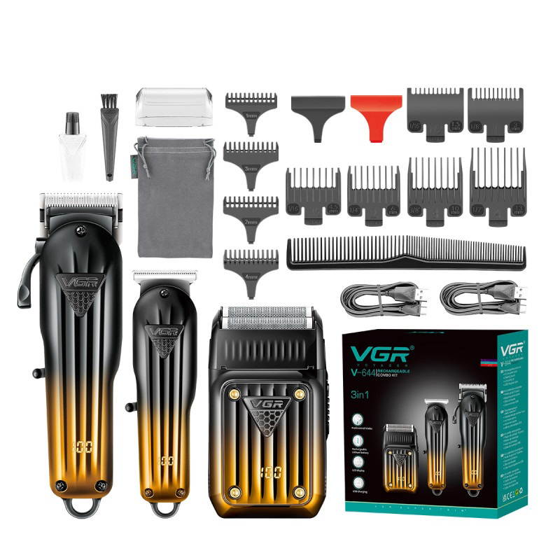Комплект VGR 3 в 1 V-644 аккумуляторная машинка для стрижки, триммер и электробритва шейвер Комплект VGR 3 в 1 V-644 аккумуляторная машинка для стрижки, триммер и электробритва шейвер