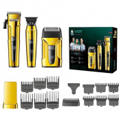 Комплект 3 в 1 VGR V-694 акумуляторна машинка для стрижки, триммер та електробритва шейвер. Колір: золотий. Зображення №3