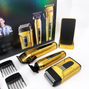 Комплект 3 в 1 VGR V-694 акумуляторна машинка для стрижки, триммер та електробритва шейвер. Колір: золотий. Зображення №8