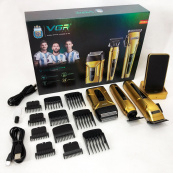 Комплект 3 в 1 VGR V-694 акумуляторна машинка для стрижки, триммер та електробритва шейвер. Колір: золотий. Зображення №10