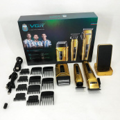 Комплект 3 в 1 VGR V-694 акумуляторна машинка для стрижки, триммер та електробритва шейвер. Колір: золотий. Зображення №14