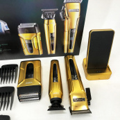 Комплект 3 в 1 VGR V-694 акумуляторна машинка для стрижки, триммер та електробритва шейвер. Колір: золотий. Зображення №15