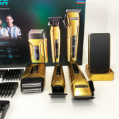 Комплект 3 в 1 VGR V-694 акумуляторна машинка для стрижки, триммер та електробритва шейвер. Колір: золотий. Зображення №16