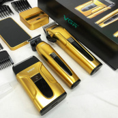 Комплект 3 в 1 VGR V-694 акумуляторна машинка для стрижки, триммер та електробритва шейвер. Колір: золотий. Зображення №19