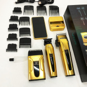 Комплект 3 в 1 VGR V-694 акумуляторна машинка для стрижки, триммер та електробритва шейвер. Колір: золотий. Зображення №20