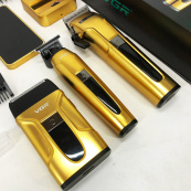 Комплект 3 в 1 VGR V-694 акумуляторна машинка для стрижки, триммер та електробритва шейвер. Колір: золотий. Зображення №21