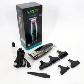Бездротова акумуляторна машинка для стрижки триммер VGR V-093 з насадками. Зображення №4
