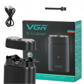 Мужская аккумуляторная мини электробритва VGR V-341 с двумя головками для бритья бороды и усов шейвер. Изображение №4