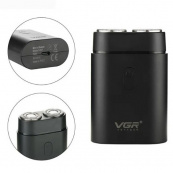 Мужская аккумуляторная мини электробритва VGR V-341 с двумя головками для бритья бороды и усов шейвер. Изображение №5