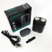 Мужская аккумуляторная мини электробритва VGR V-341 с двумя головками для бритья бороды и усов шейвер. Изображение №13