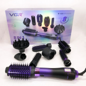 Фен-щітка стайлер VGR 8 в 1 V-488. Колір: фіолетовий. Зображення №5