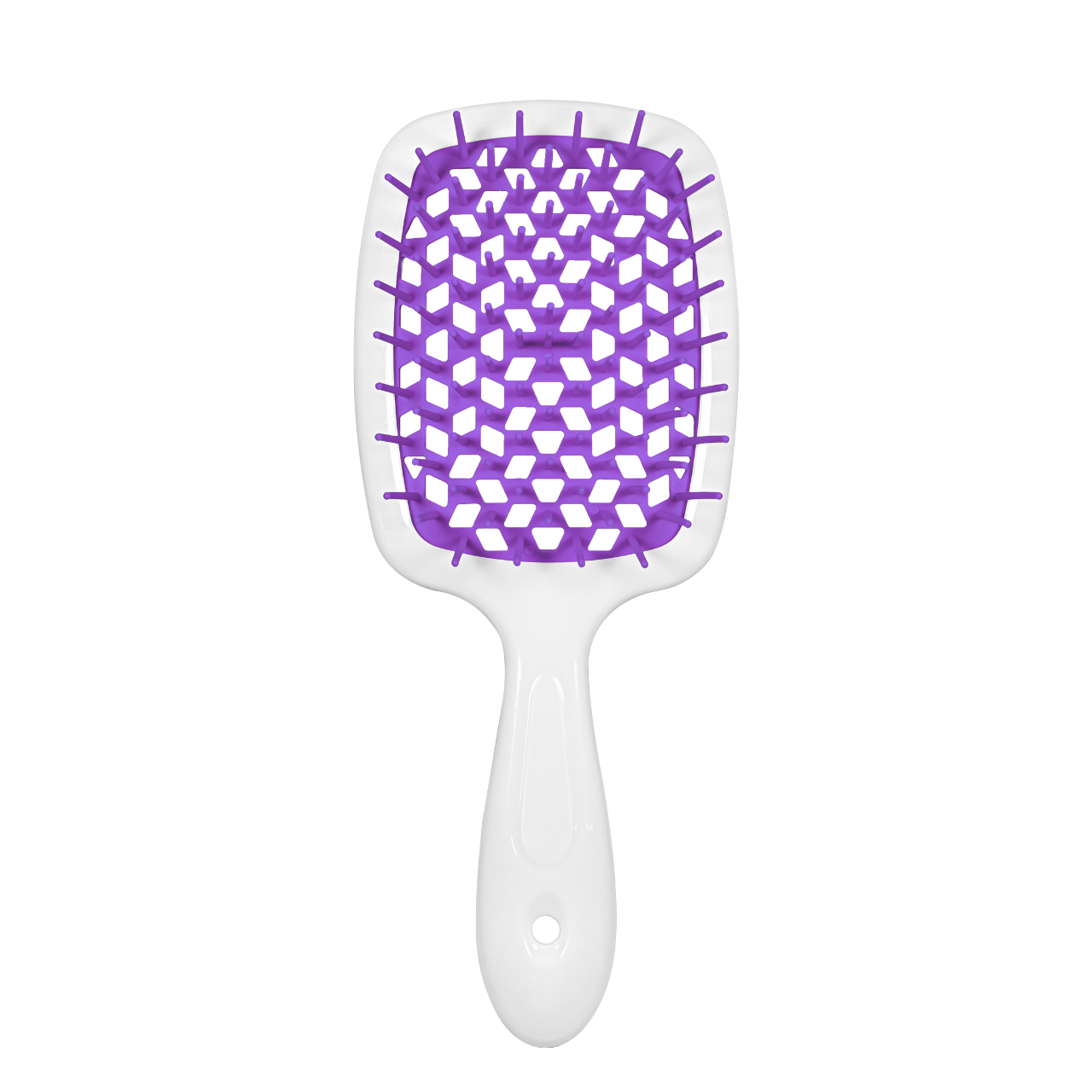 Щітка для волосся масажна продувна Superbrush Plus Hollow Comb прямокутна, Біла з фіолетовим Щітка для волосся масажна продувна Superbrush Plus Hollow Comb прямокутна, Біла з фіолетовим