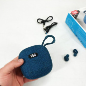 Колонка-Bluetooth із навушниками TG813. Колір: синій. Зображення №7