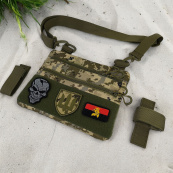 Нагрудная мужская сумка тактическая тканевая, Тактический рюкзак ВСУ, Сумка через плечо военная. Изображение №20