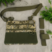 Нагрудная мужская сумка тактическая тканевая, Тактический рюкзак ВСУ, Сумка через плечо военная. Изображение №24