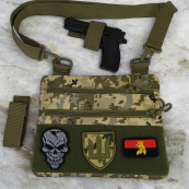 Нагрудная мужская сумка тактическая тканевая, Тактический рюкзак ВСУ, Сумка через плечо военная. Изображение №37