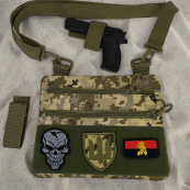 Нагрудна чоловіча сумка тактична тканинна, Нагрудна сумка кобура, Чоловіча тактична сумка барсетка. Зображення №19