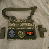 Нагрудна чоловіча сумка тактична тканинна, Нагрудна сумка кобура, Чоловіча тактична сумка барсетка. Зображення №22